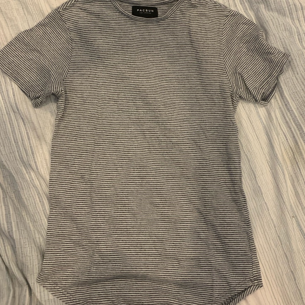 Pacsun Blue and White striped Scallop Fit Tee Shirt